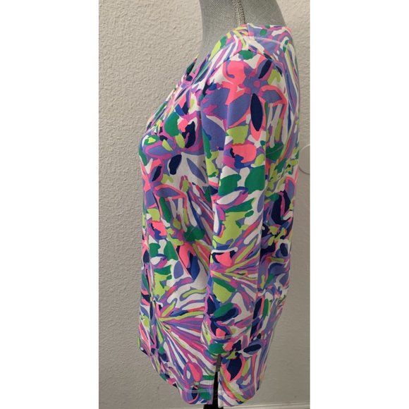 Lilly Pulitzer Justina Having A Blast Tunic Top XS Stretchy Floral RARE HTF - Picture 7 of 11